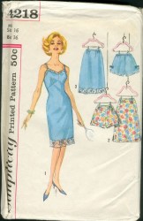 4218 SIMPLICITY 60s SLIP, HALF SLIP, BOXIE PANTIES PATTERN 12,14,16,20